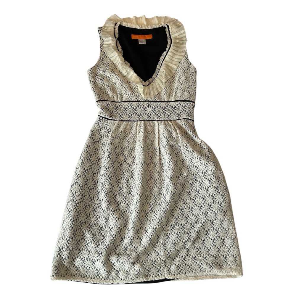 Cynthia Steffe Off White Floral Crochet Dress Size 4 / Wool Blend